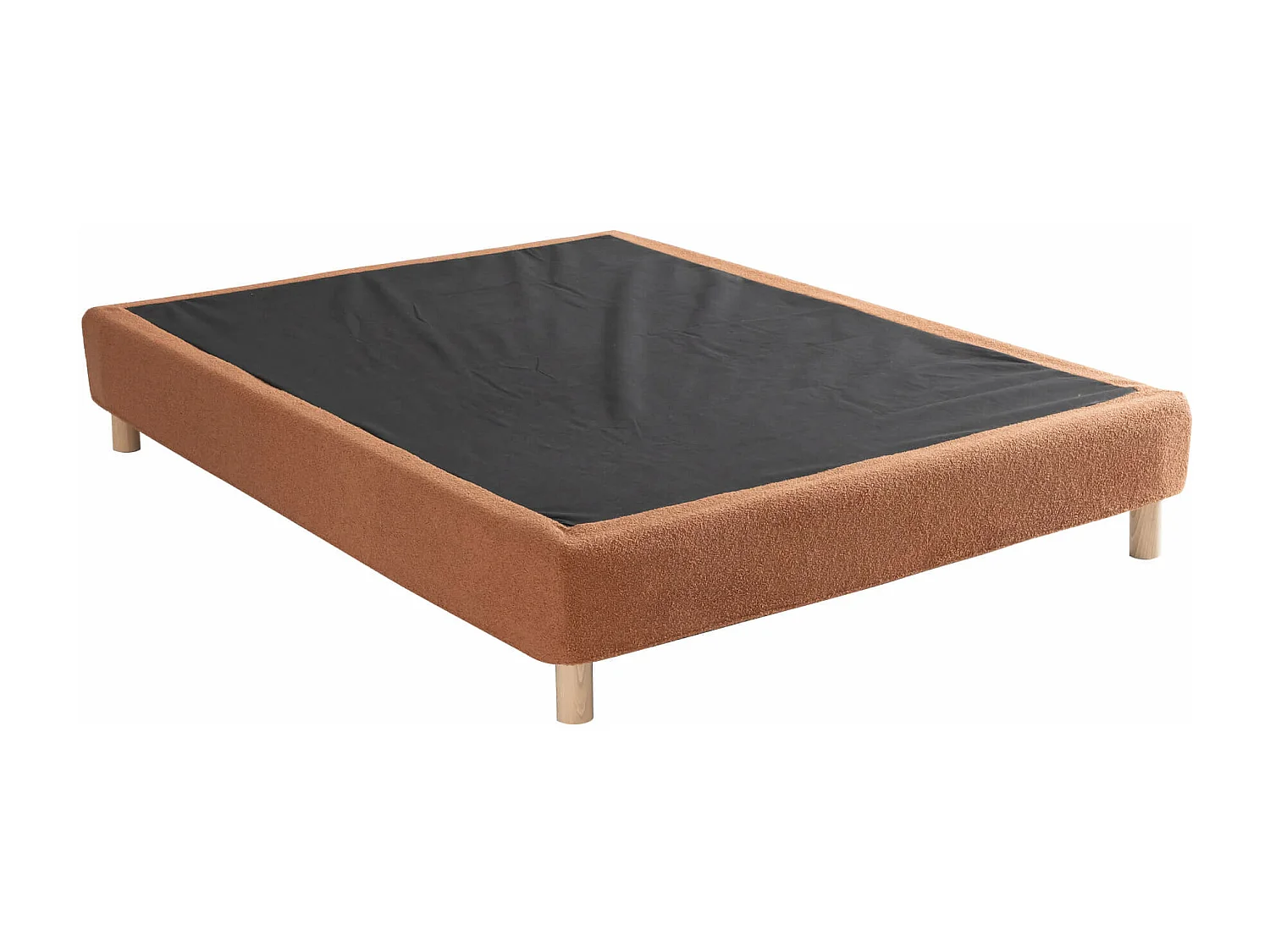 Cache-sommier bouclette intégral terracotta 140x190 - Boucletta