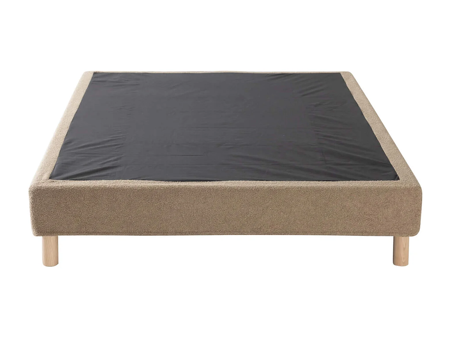 Cache-sommier bouclette intégral beige 180x200 - Boucletta