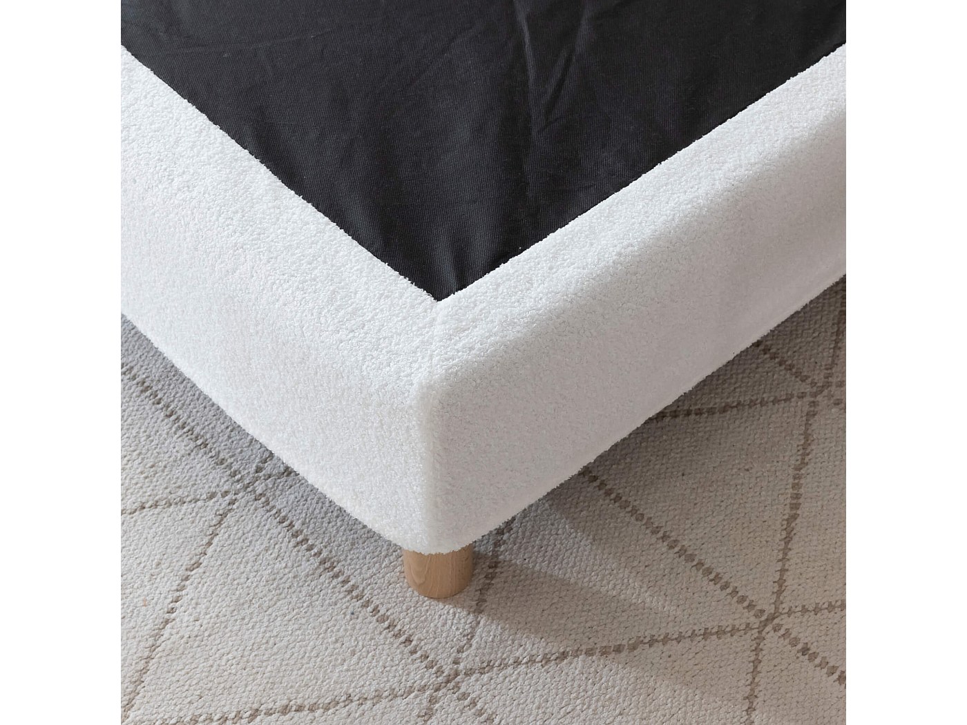 Cache-sommier Bouclette Intégral Blanc 140x190 Cm - 100% Polyester - Hauteur Bonnet 16 Cm - Terre De Nuit
