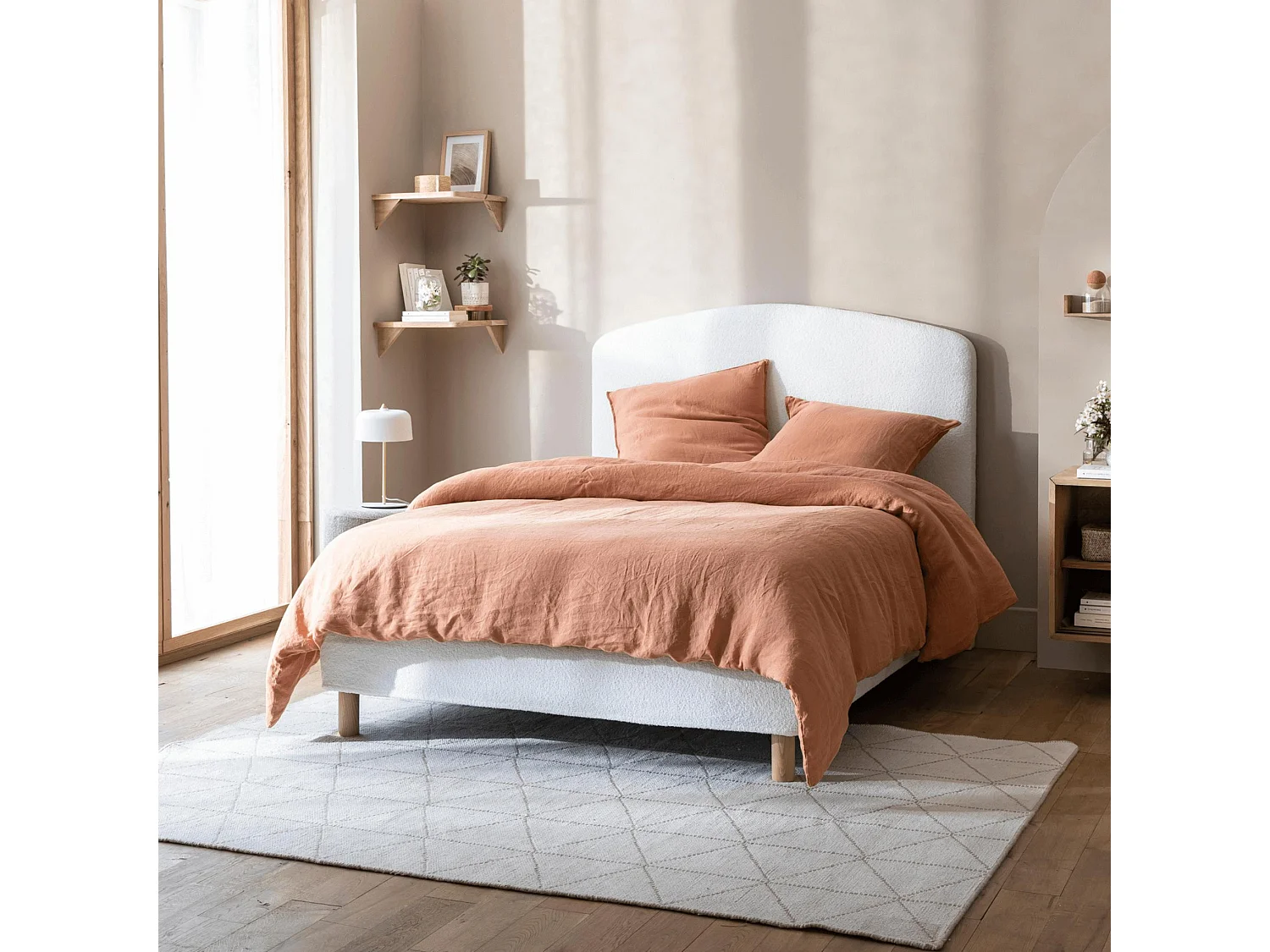 Cache-sommier bouclette intégral blanc 180x200 - Boucletta