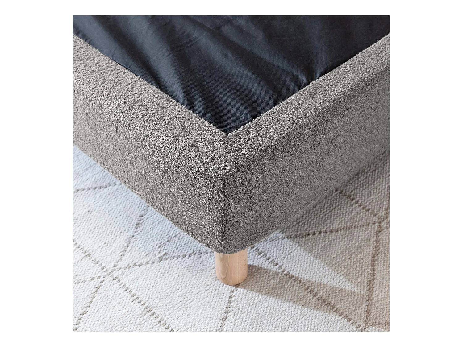 Cache-sommier bouclette intégral gris foncé 160x200 - Boucletta