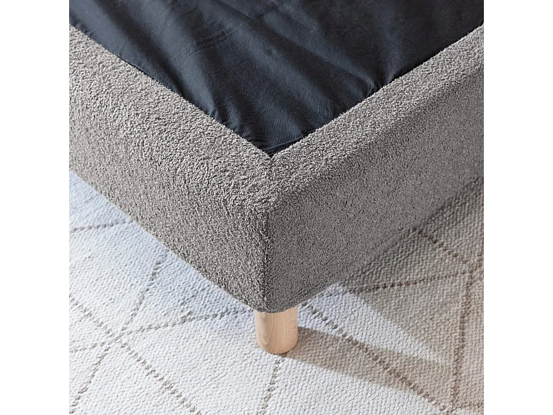 Cache-sommier bouclette intégral gris foncé 160x200 - Boucletta