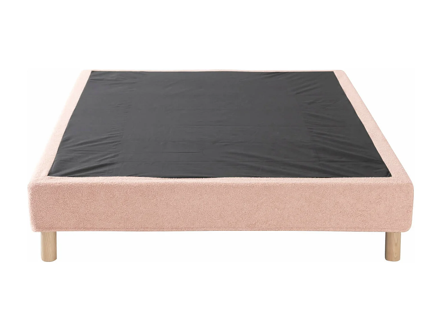 Cache-sommier bouclette intégral rose 180x200 - Boucletta