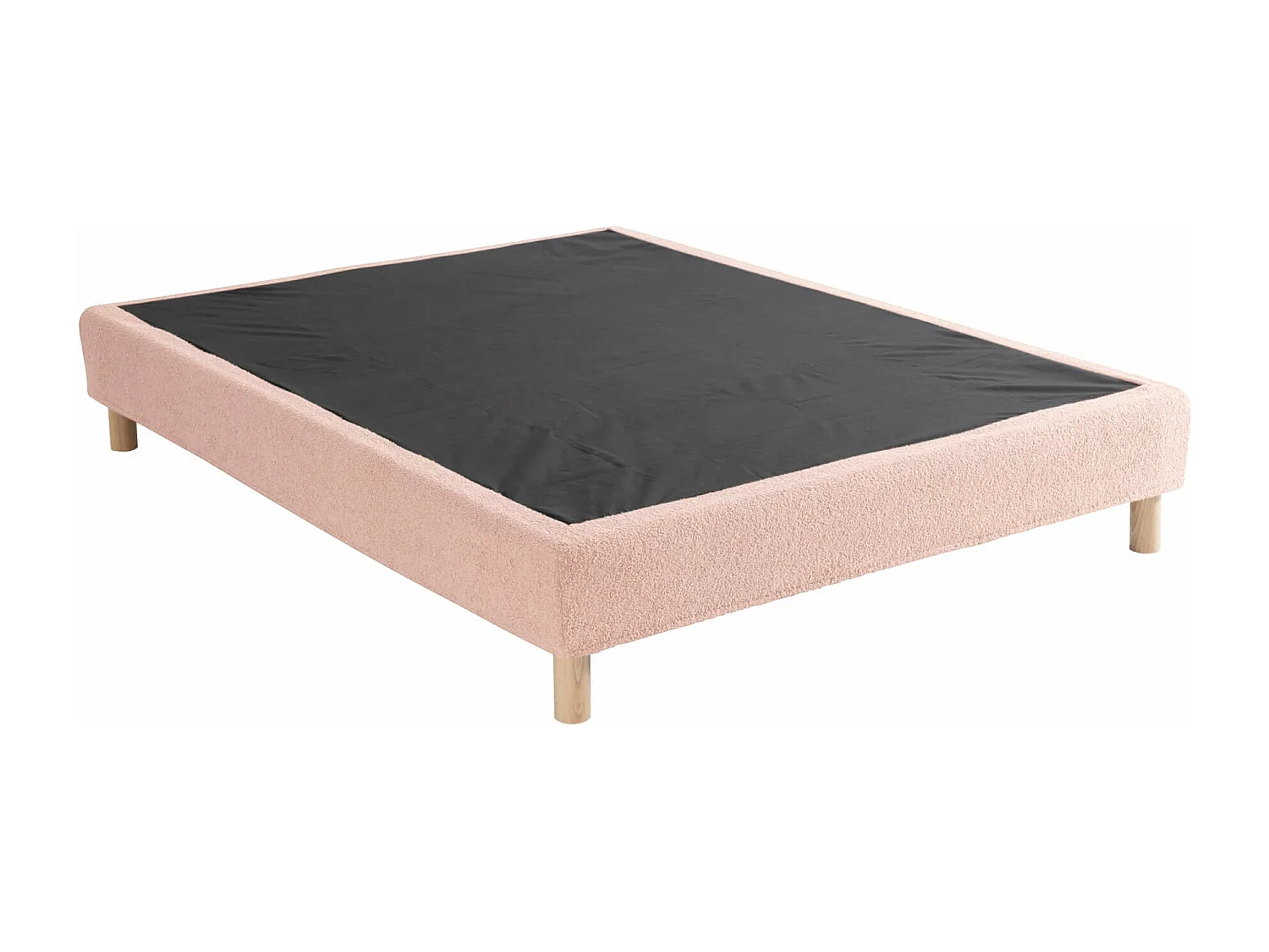 Cache-sommier bouclette intégral rose 180x200 - Boucletta