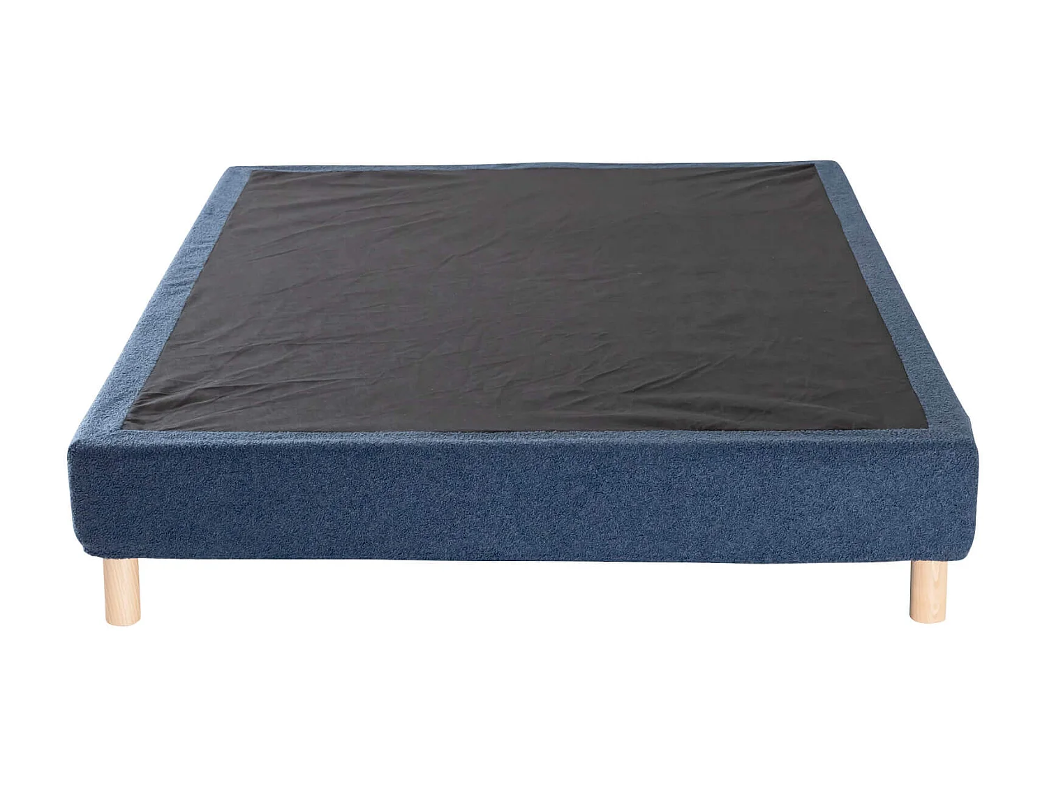 Cache-sommier bouclette intégral bleu marine 140x190 - Boucletta