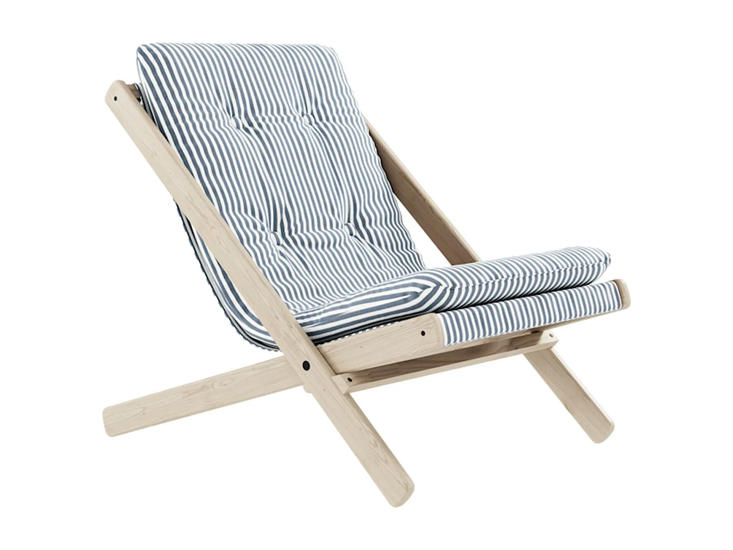 Fauteuil BOOGIE en tissu rayé bleu et blanc