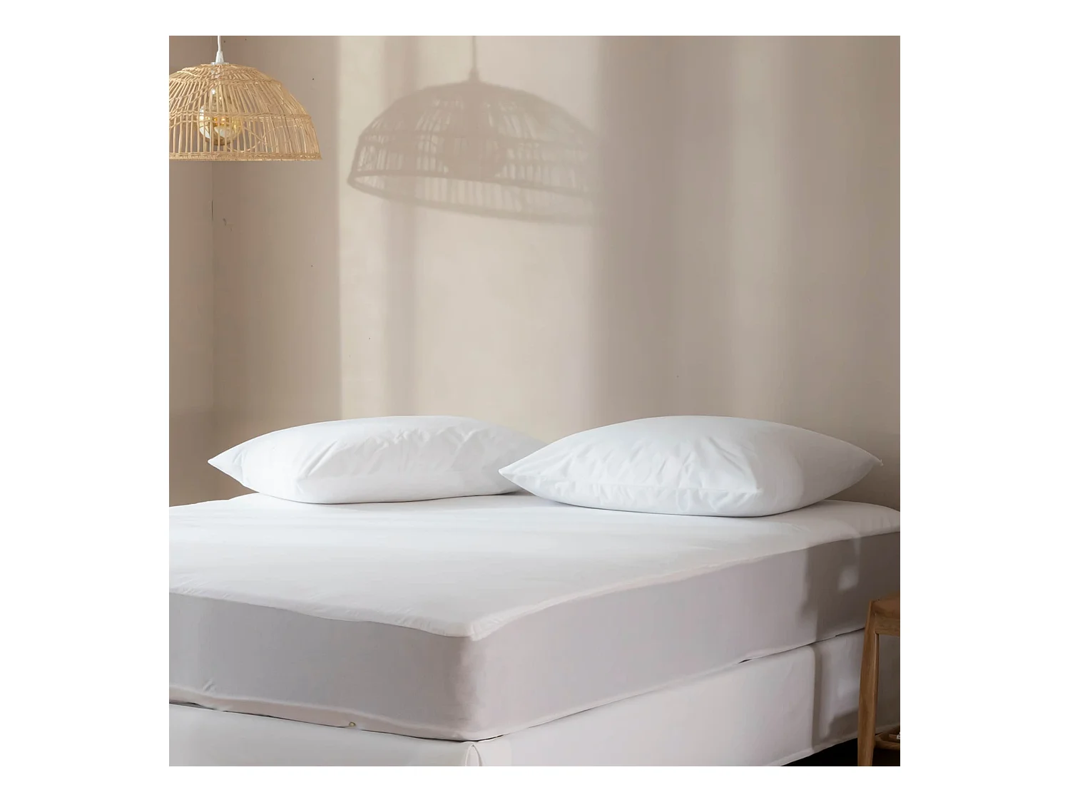 Pack protège matelas et protège oreillers molleton imperméable 100% coton bio - SOMEO 200x200 - LUNE