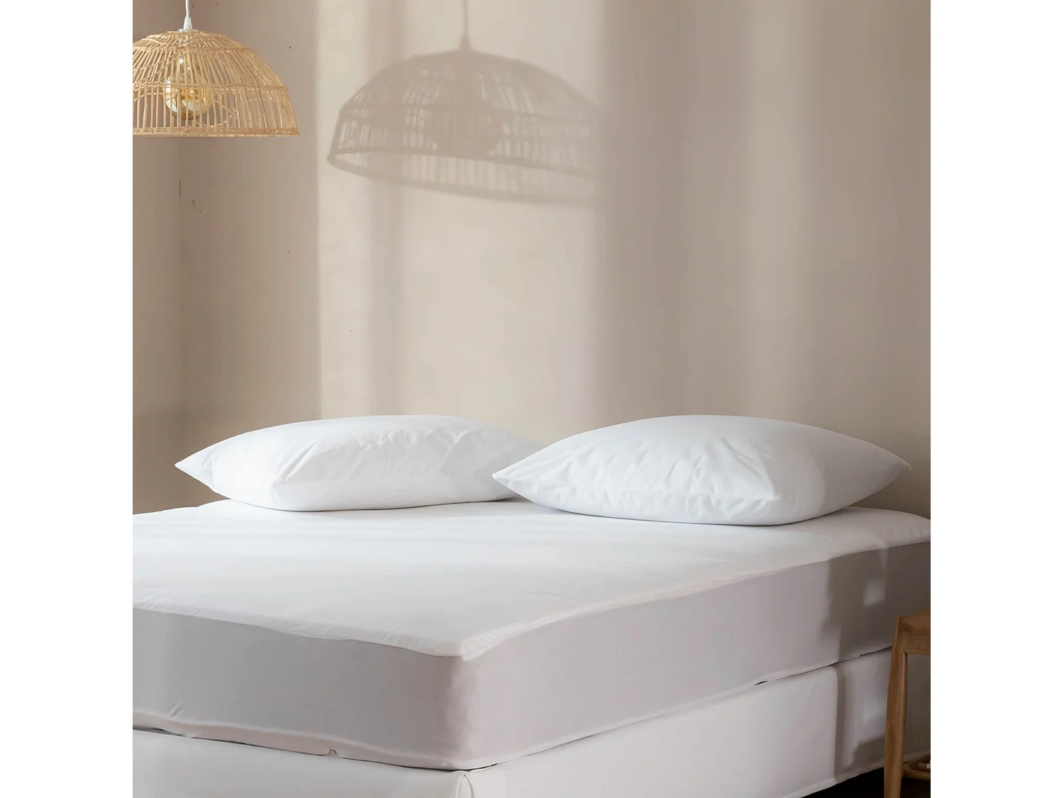 Pack protège matelas et protège oreillers molleton imperméable 100% coton bio - SOMEO 120x190 - LUNE