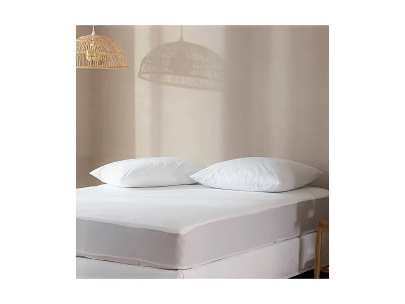 Pack protège matelas et protège oreillers molleton imperméable 100% coton bio - SOMEO 120x200 - LUNE