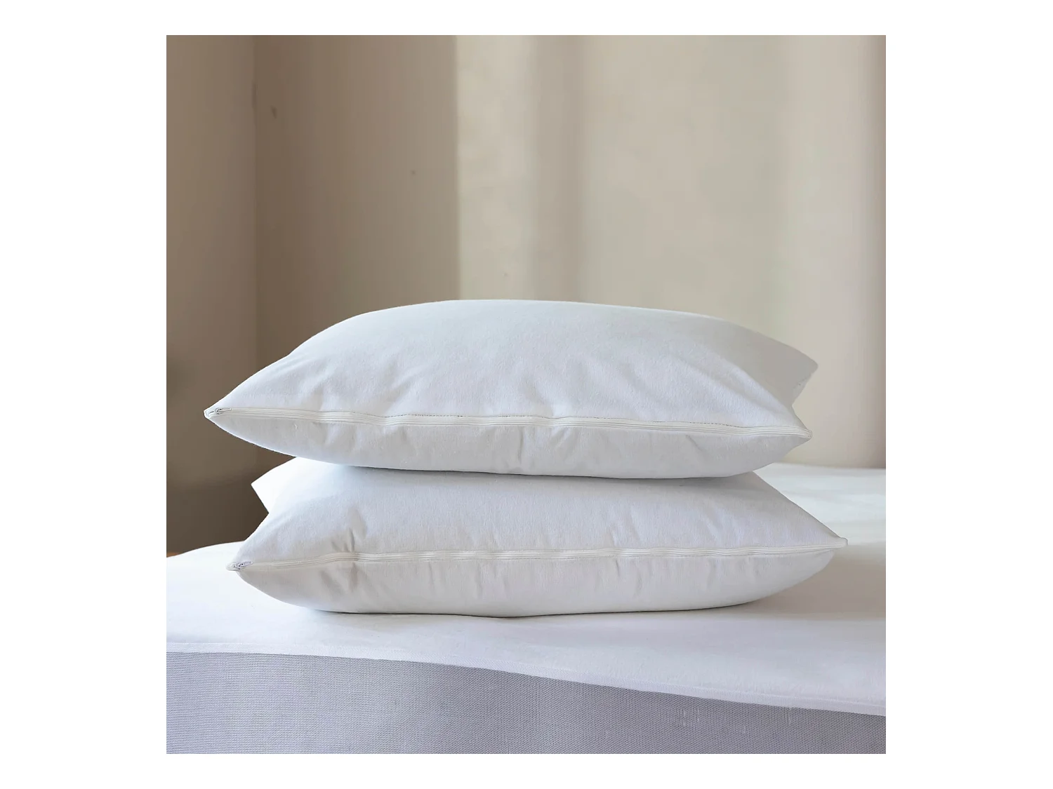 Pack protège matelas et protège oreillers molleton imperméable 100% coton bio - SOMEO 120x200 - LUNE