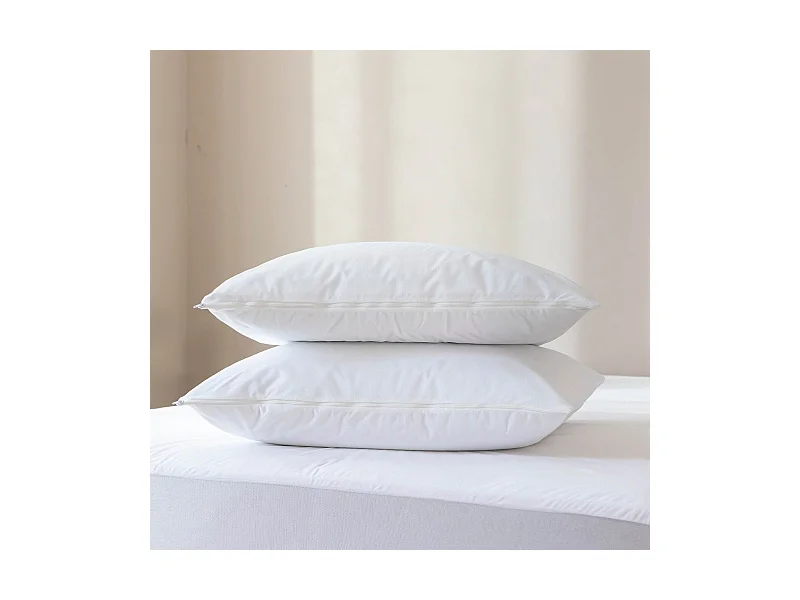 Pack protège matelas et protège oreillers bouclette imperméable 140x190 - SERENITE