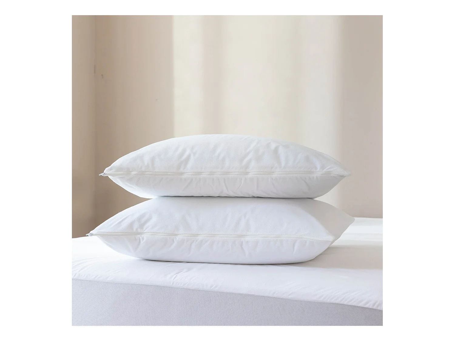 Pack protège matelas et protège oreillers bouclette imperméable 140x190 - SERENITE