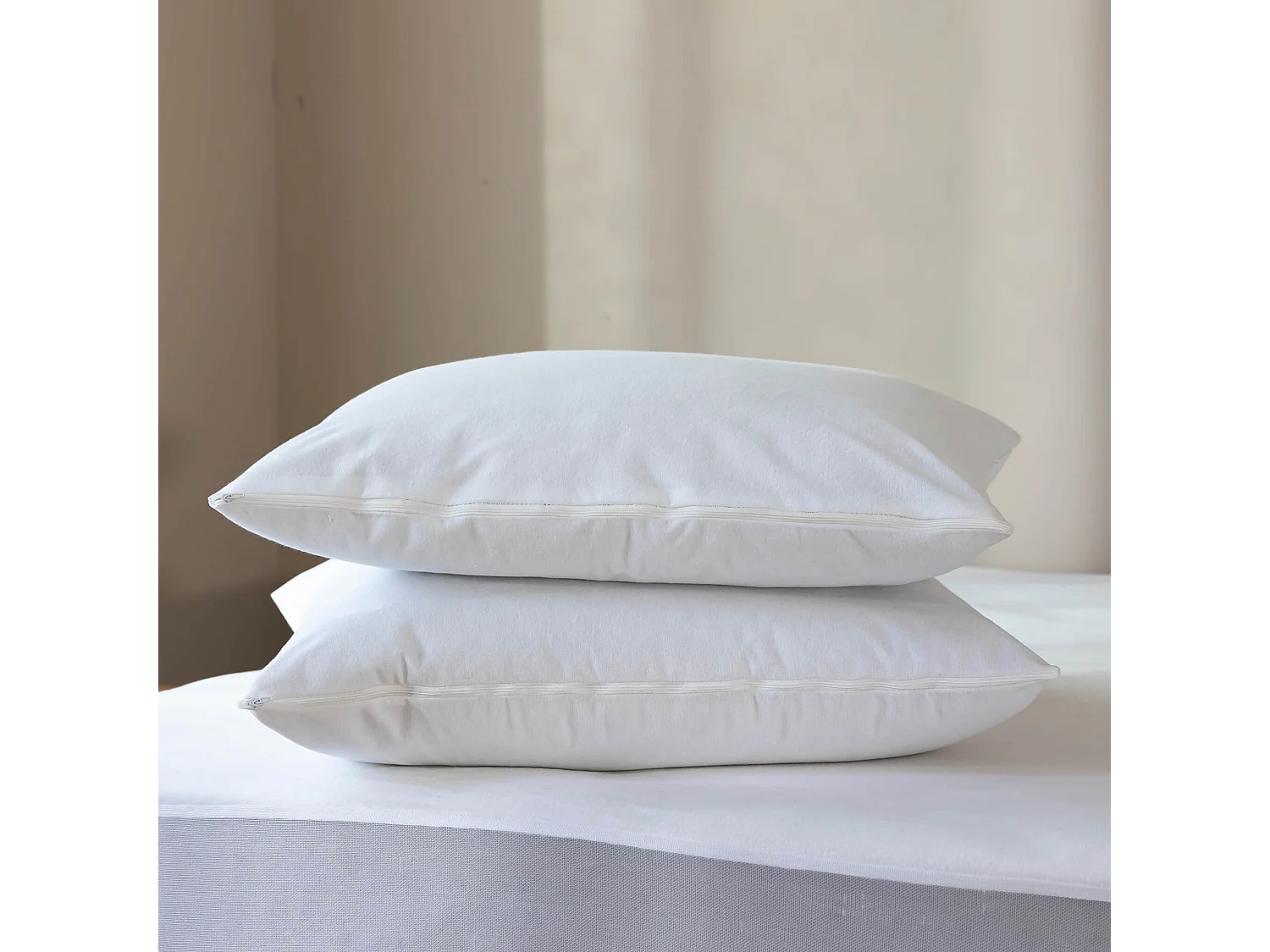 Pack protège matelas et protège oreillers molleton imperméable 100% coton bio - SOMEO 140x200 - LUNE