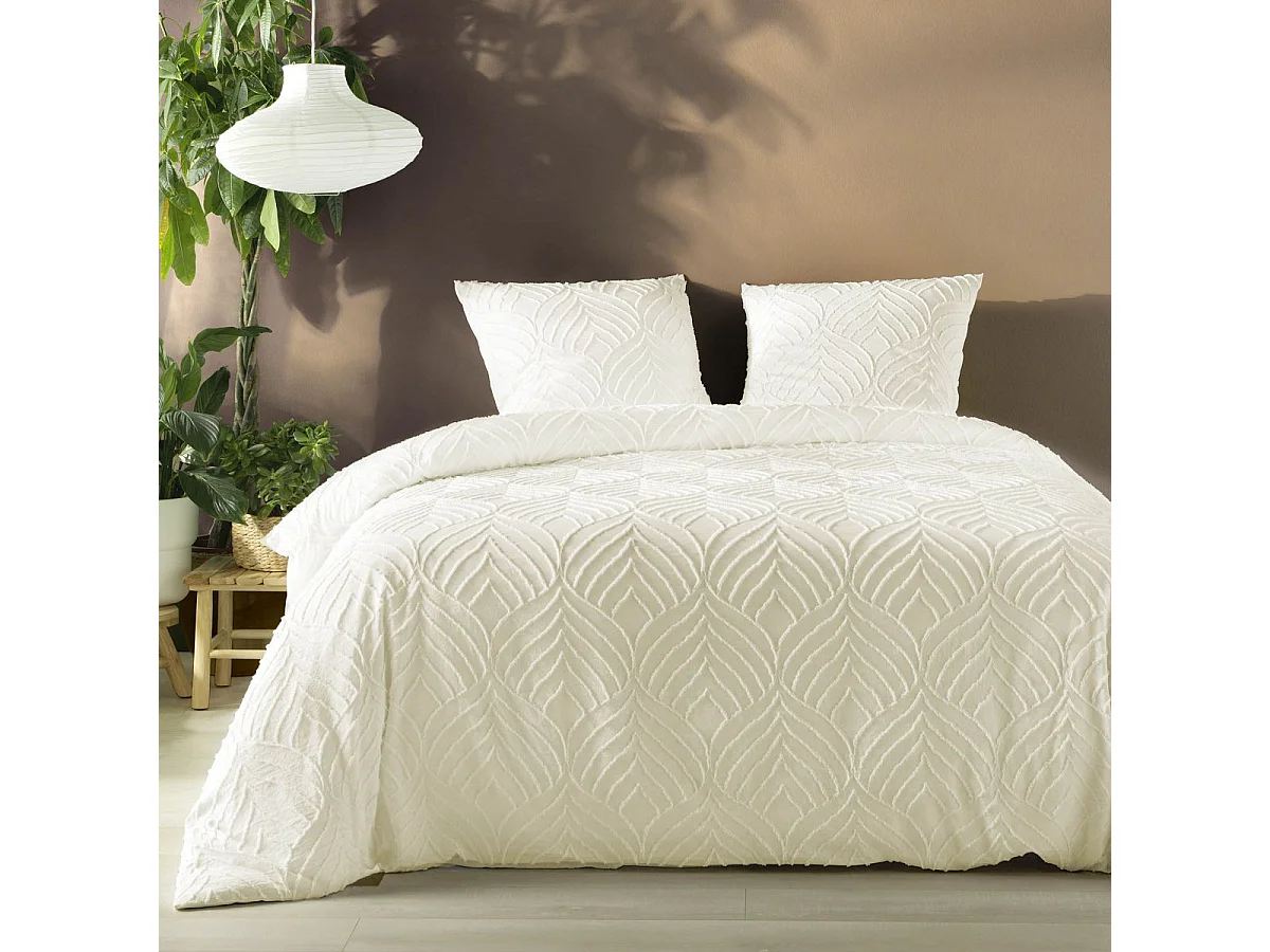 Bettwäsche-Set Heltie Elfenbein 260x240cm Mikrofaser Getuftet Weich und Atmungsaktiv