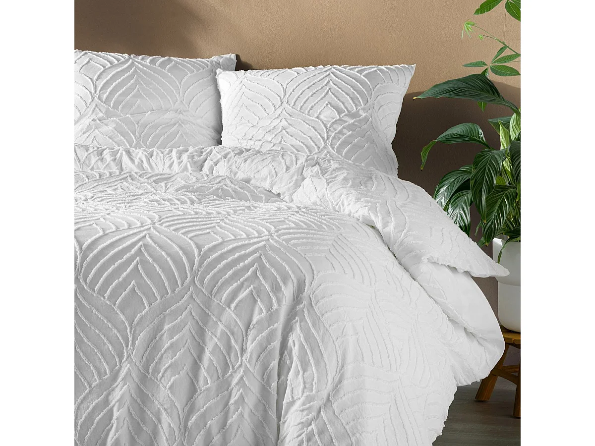 Bettwäsche-Set 3-teilig "Heltie" 260x240cm Weiß Mikrofaser Weich und Atmungsaktiv