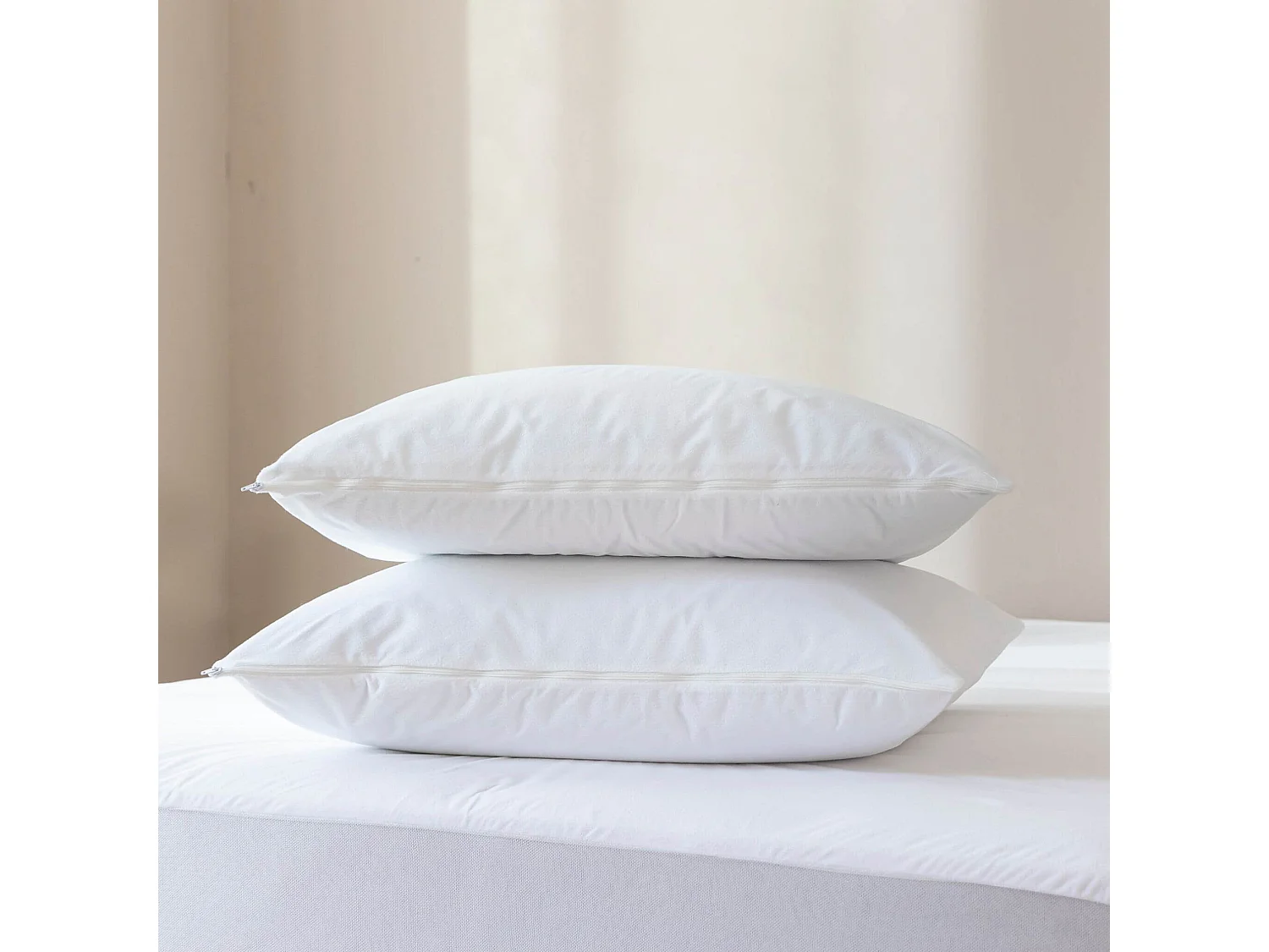 Pack protège matelas et protège oreillers bouclette imperméable 120x200 - SERENITE