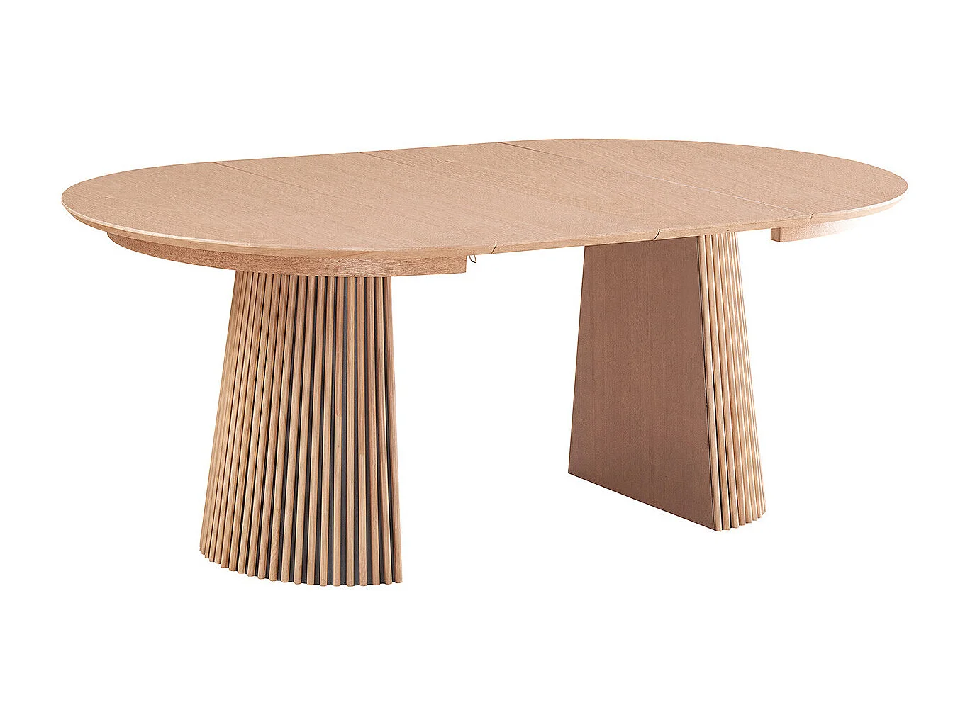 Table à manger ronde extensible en bois 4 à 8 personnes - 120/200 cm - Ada