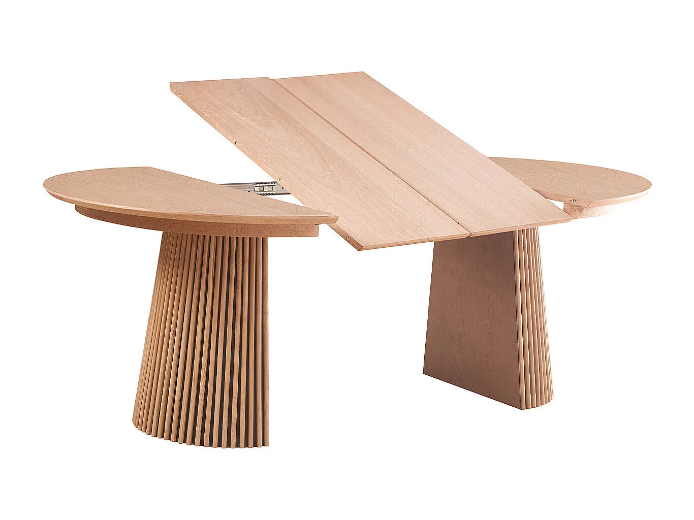 Table à manger ronde extensible en bois 4 à 8 personnes - 120/200 cm - Ada