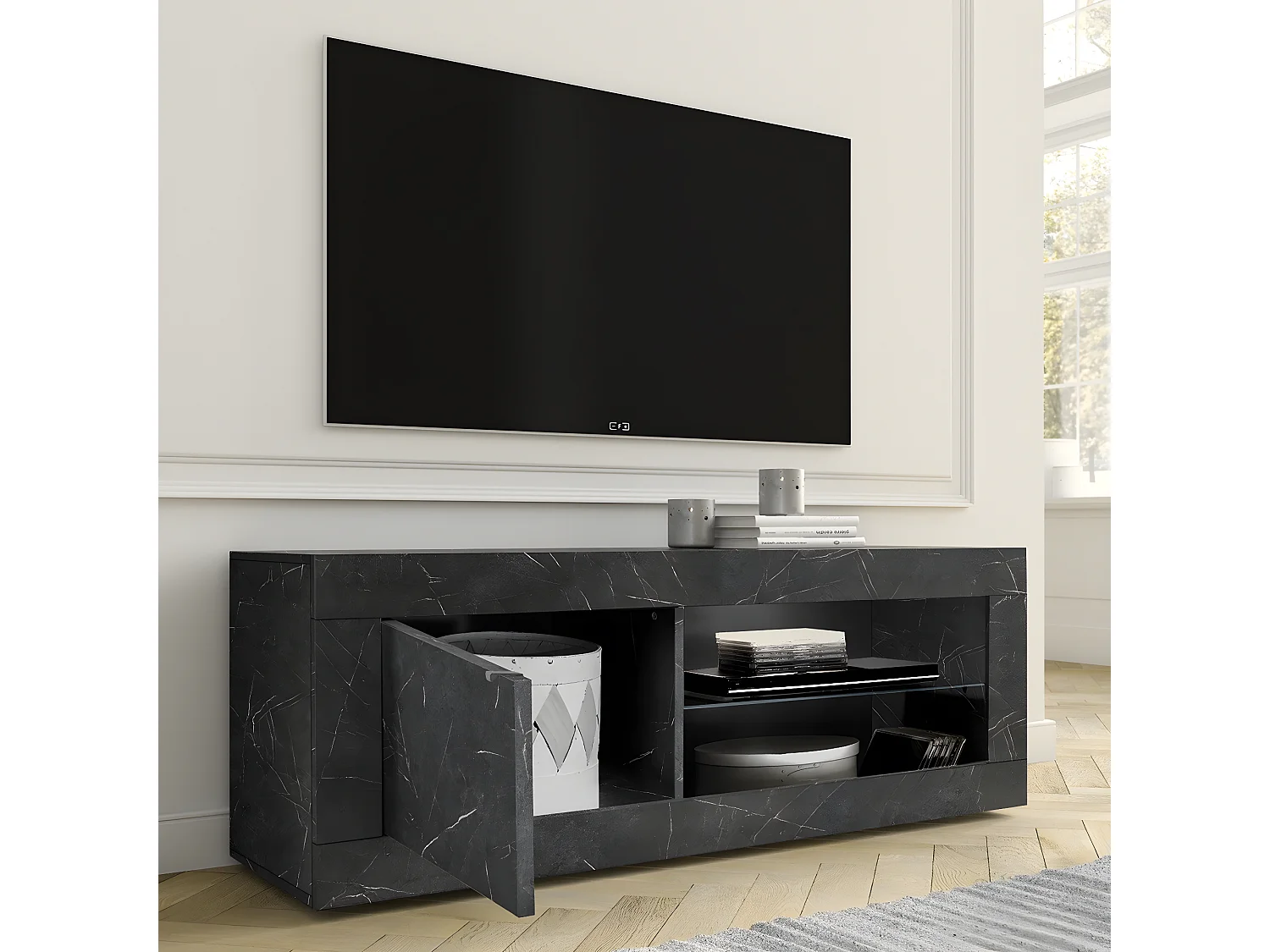 Petit meuble TV 1 porte sans éclairage Initial - L140 cm