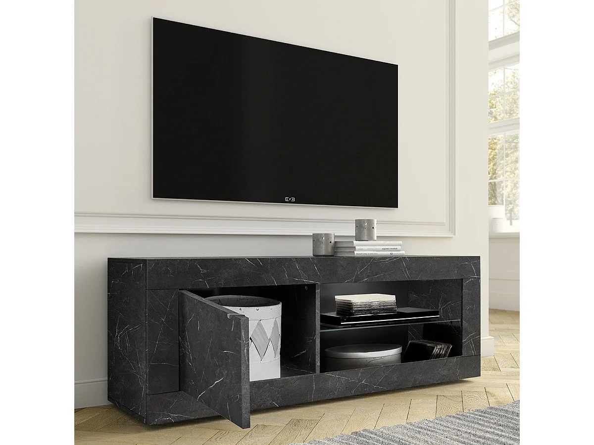 Mała 1-drzwiowa szafka TV bez oświetlenia Initial - L140 cm