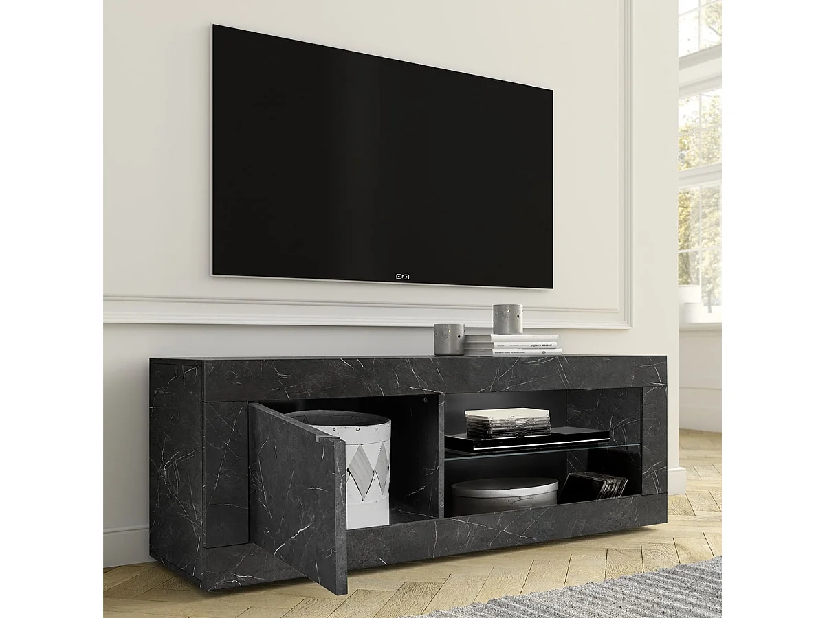 Mała 1-drzwiowa szafka TV bez oświetlenia Initial - L140 cm