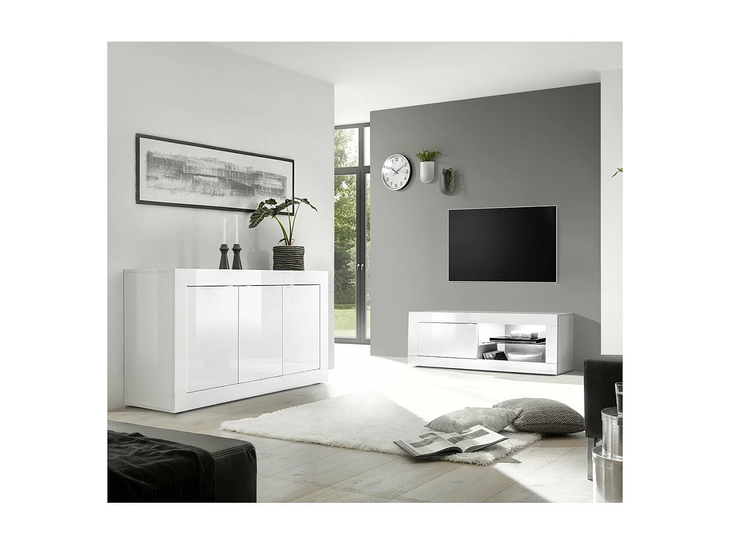 Petit meuble TV 1 porte sans éclairage Initial - L140 cm