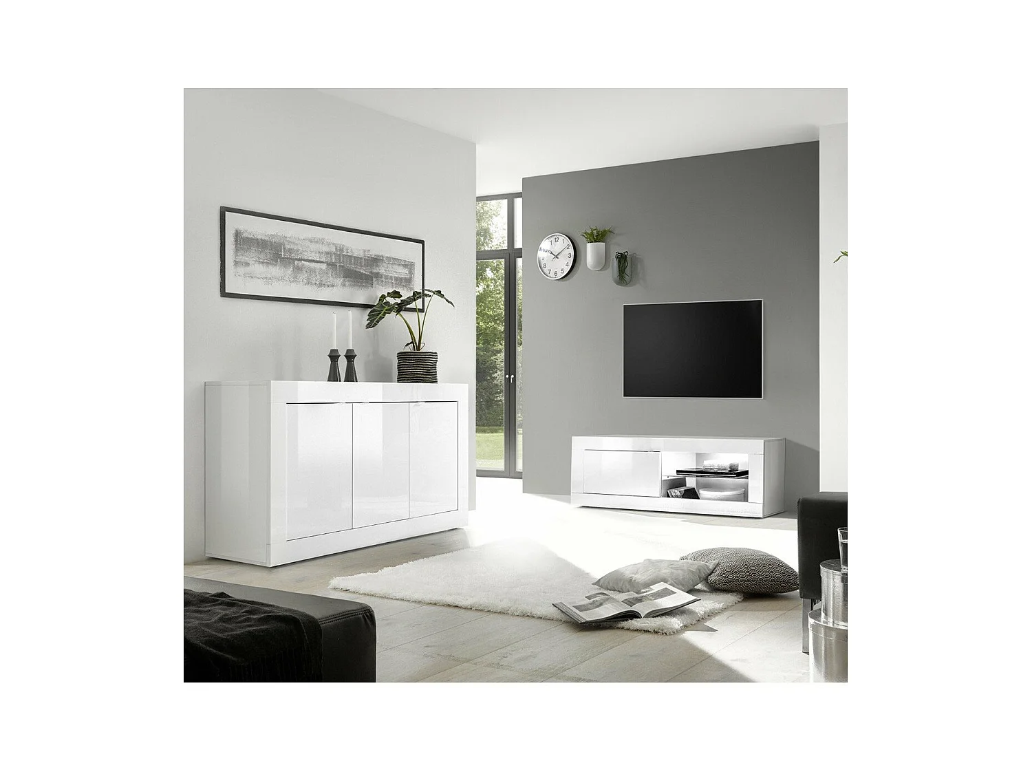 Petit meuble TV 1 porte sans éclairage Initial - L140 cm