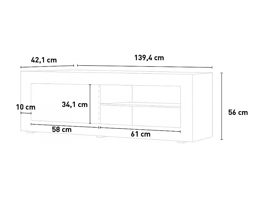 Piccolo mobile TV 1 porta senza illuminazione Initial - L140 cm