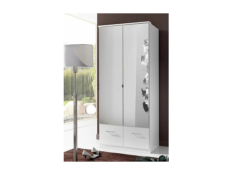 Armoire 2 portes miroir et 2 tiroirs - L91 cm