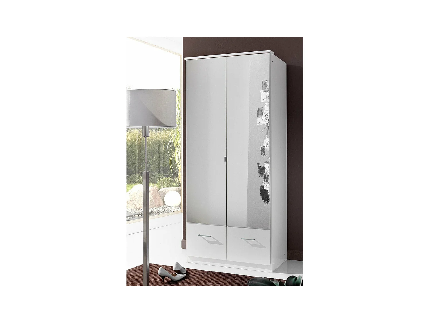 Armadio 2 ante specchio e 2 cassetti - L91 cm