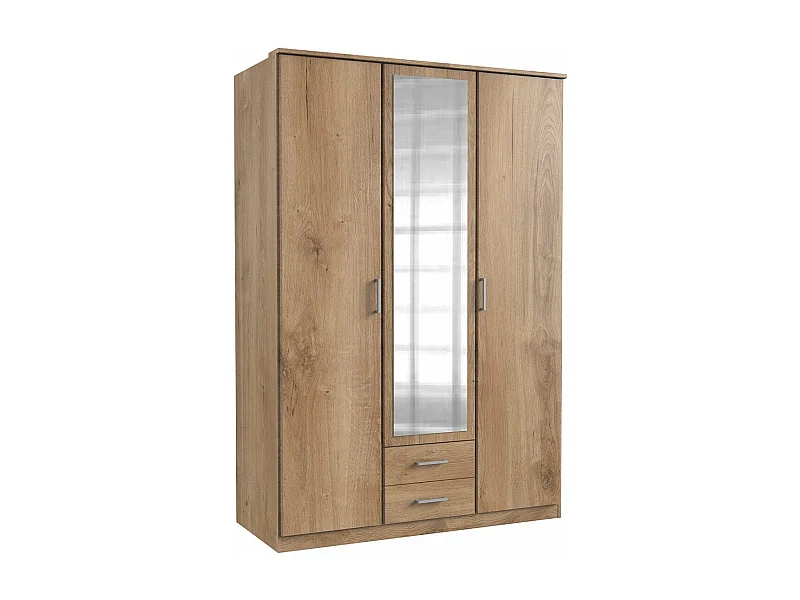 Armoire 2 portes 1 porte miroir et 2 tiroirs - L135 cm