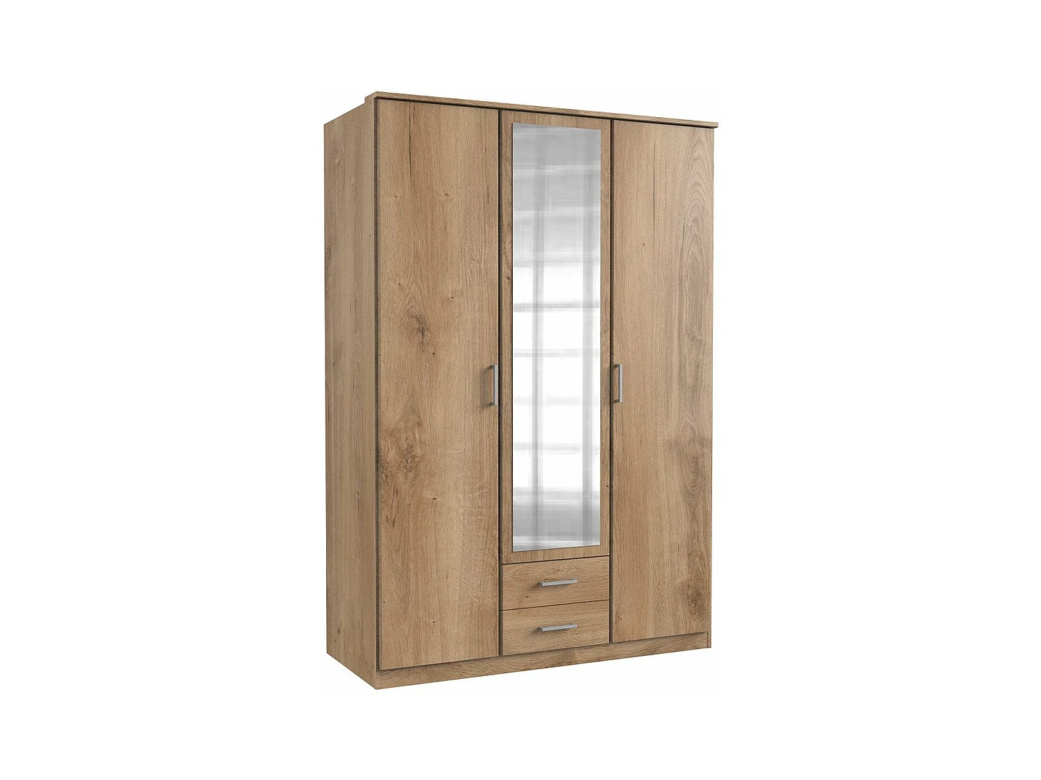 Kleiderschrank 2 Türen 1 Spiegeltür und 2 Schubladen - L135 cm