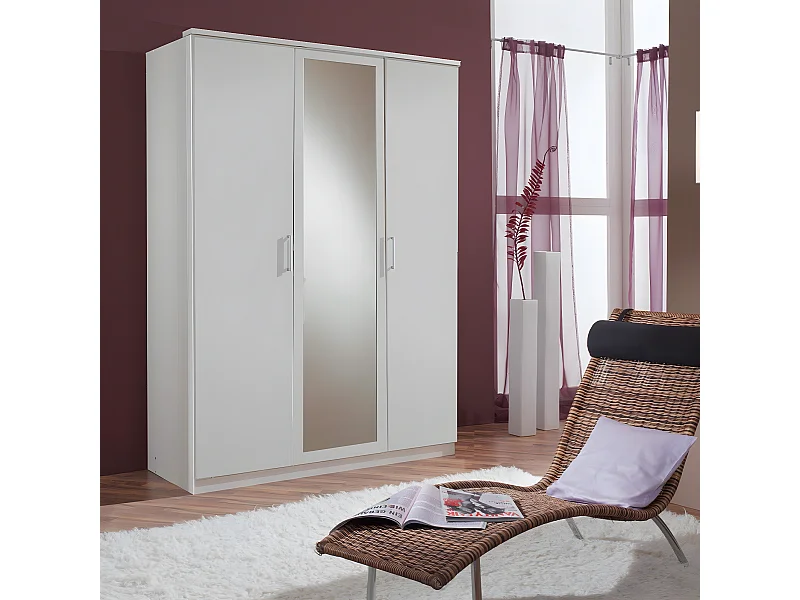 Armoire 2 portes et 1 porte miroir - L135 cm