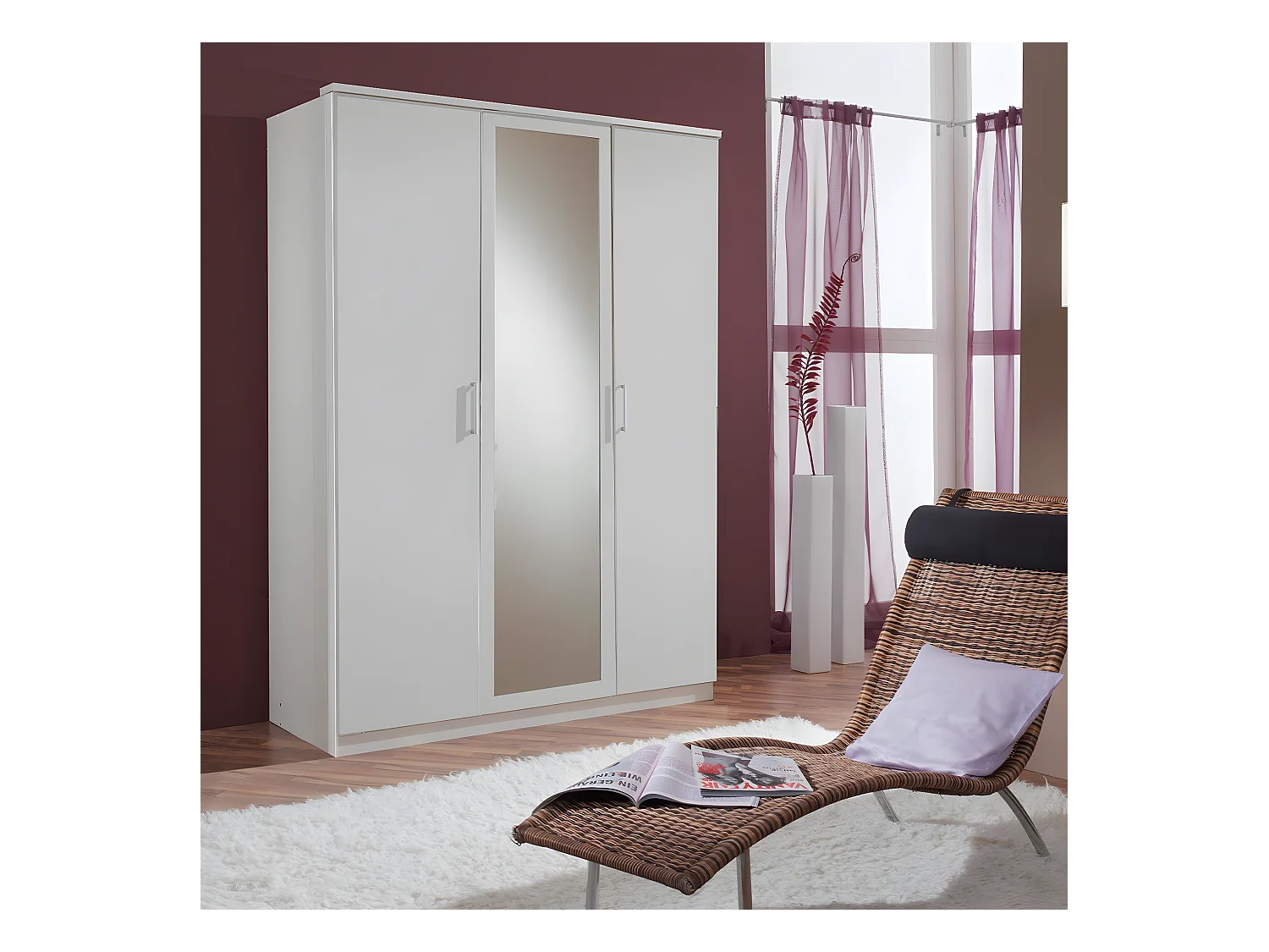 Armadio 2 ante e 1 porta specchio - L135 cm