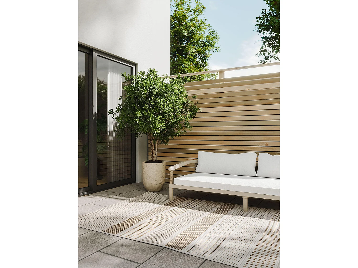 Tapis d'extérieur & intérieur Kaleo Crème/Beige 120x170 cm