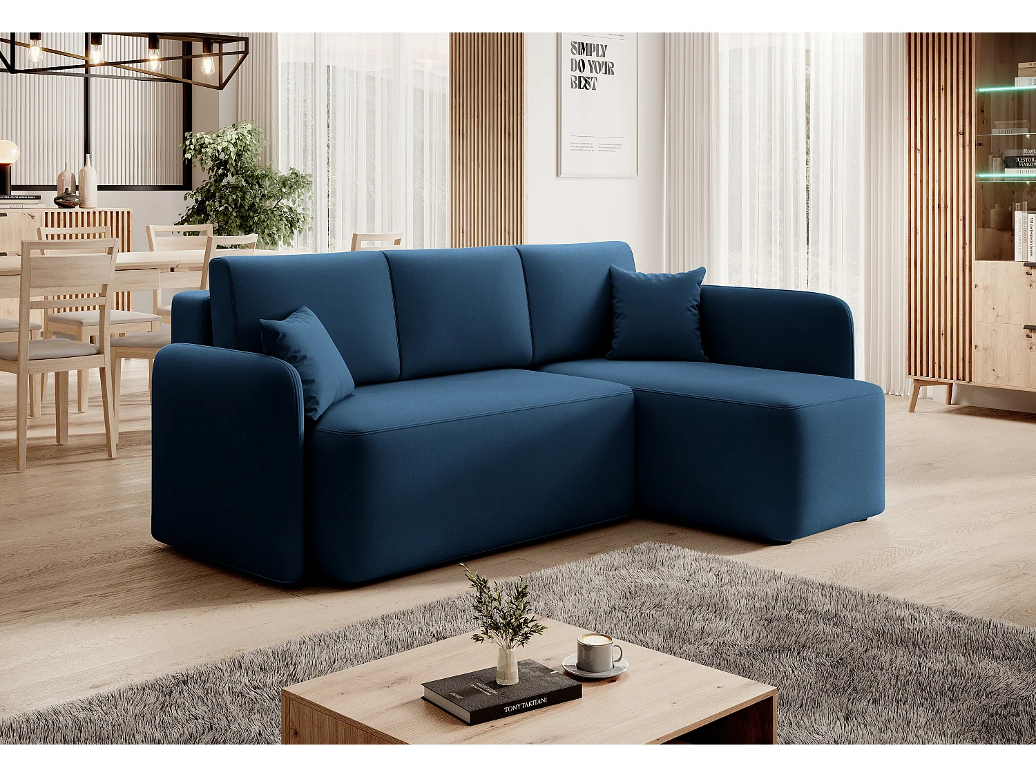 Ecksofa Sergy R/Stoff-Blau