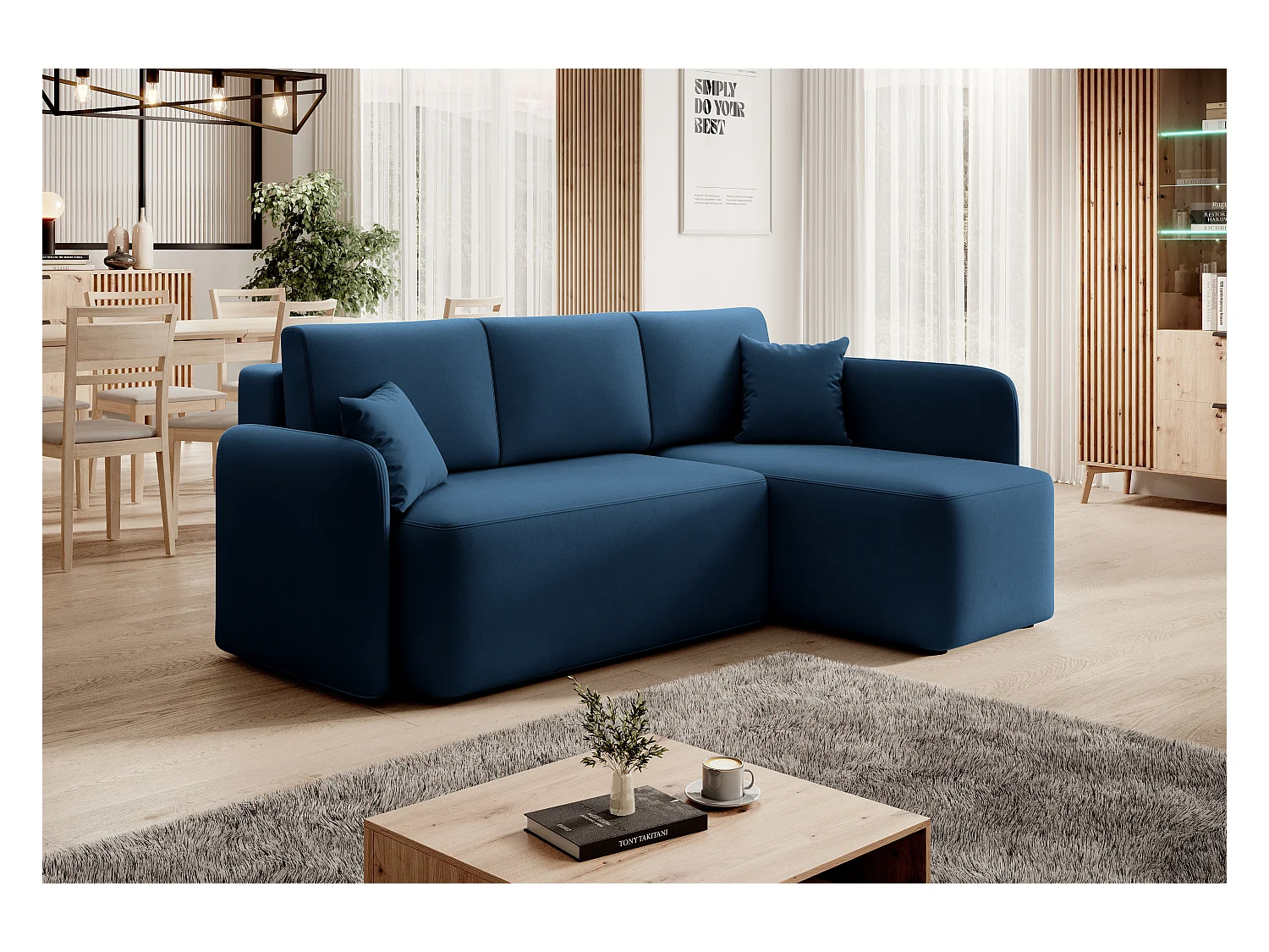 Hoekbank Sergy L/Stof-Blauw