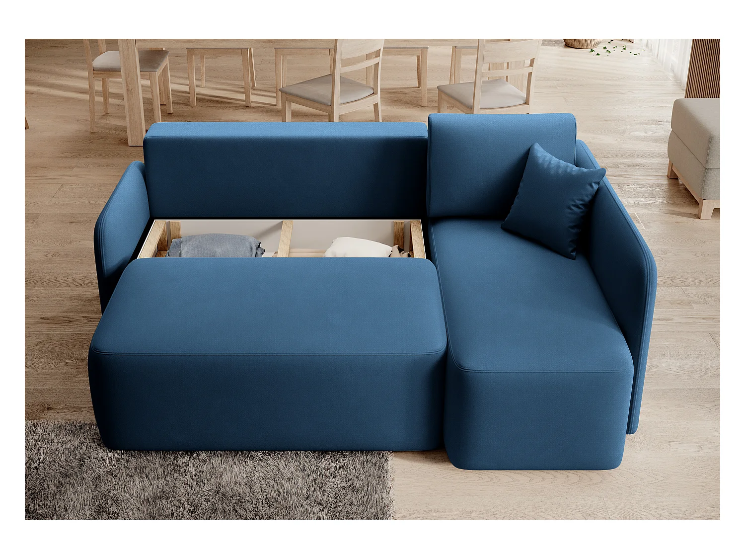 Hoekbank Sergy L/Stof-Blauw