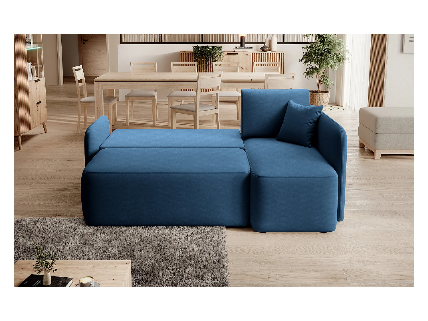 Hoekbank Sergy L/Stof-Blauw