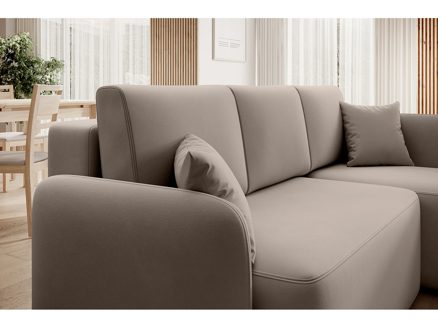 Divano d'angolo Sergy R/Tessuto-Beige