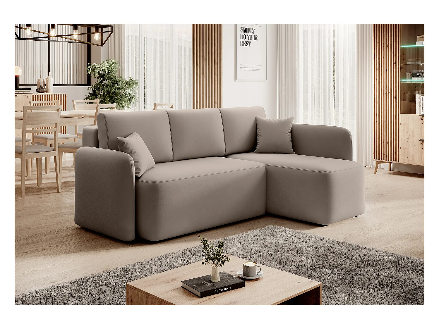 Hoekbank Sergy L/stof-beige
