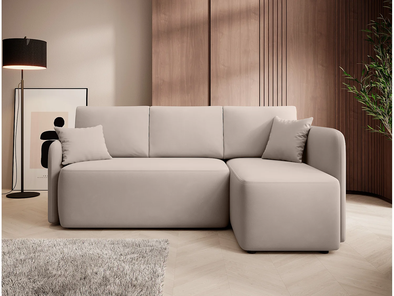 Hoekbank Sergy L/stof-beige