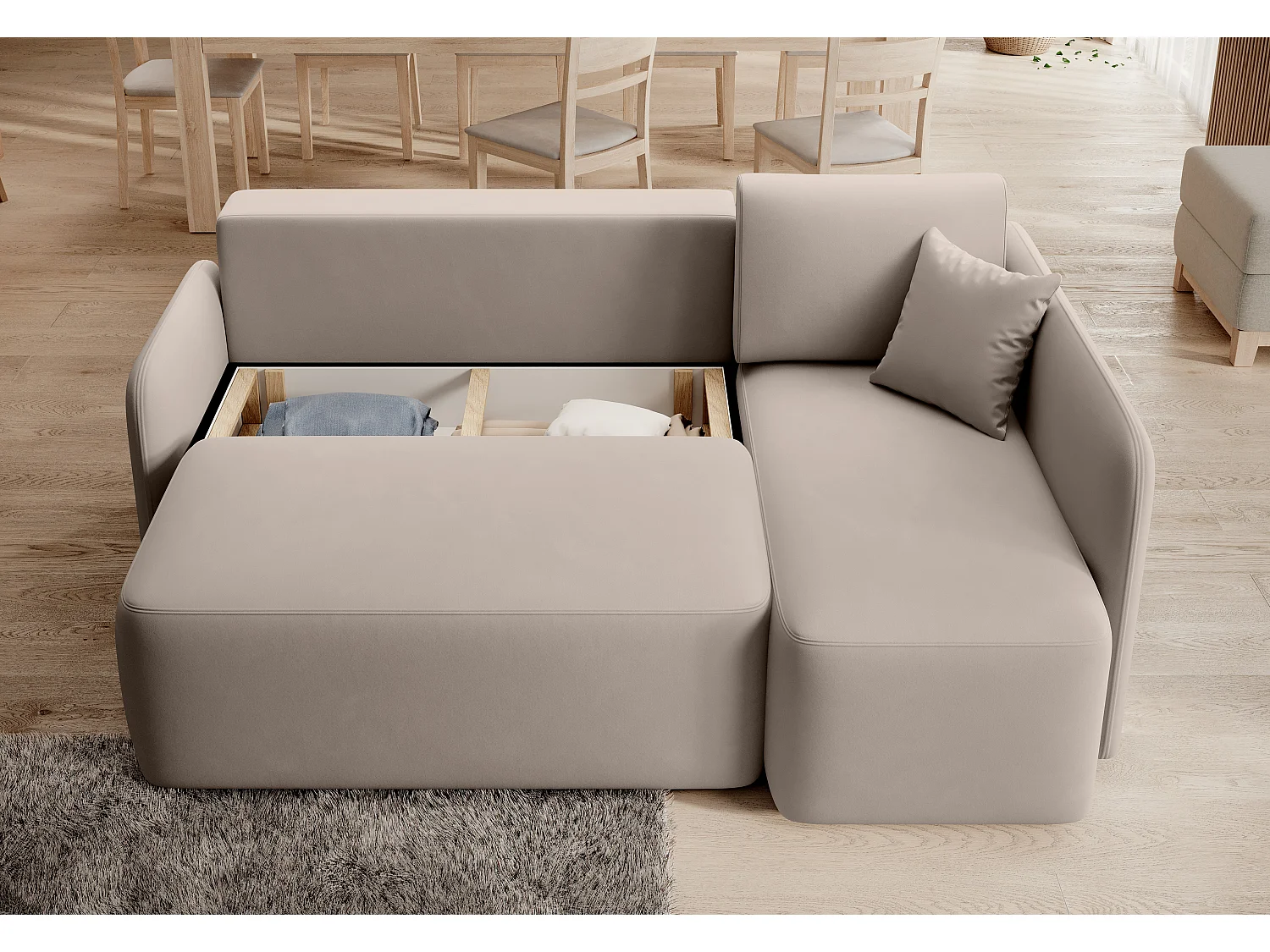 Hoekbank Sergy L/stof-beige