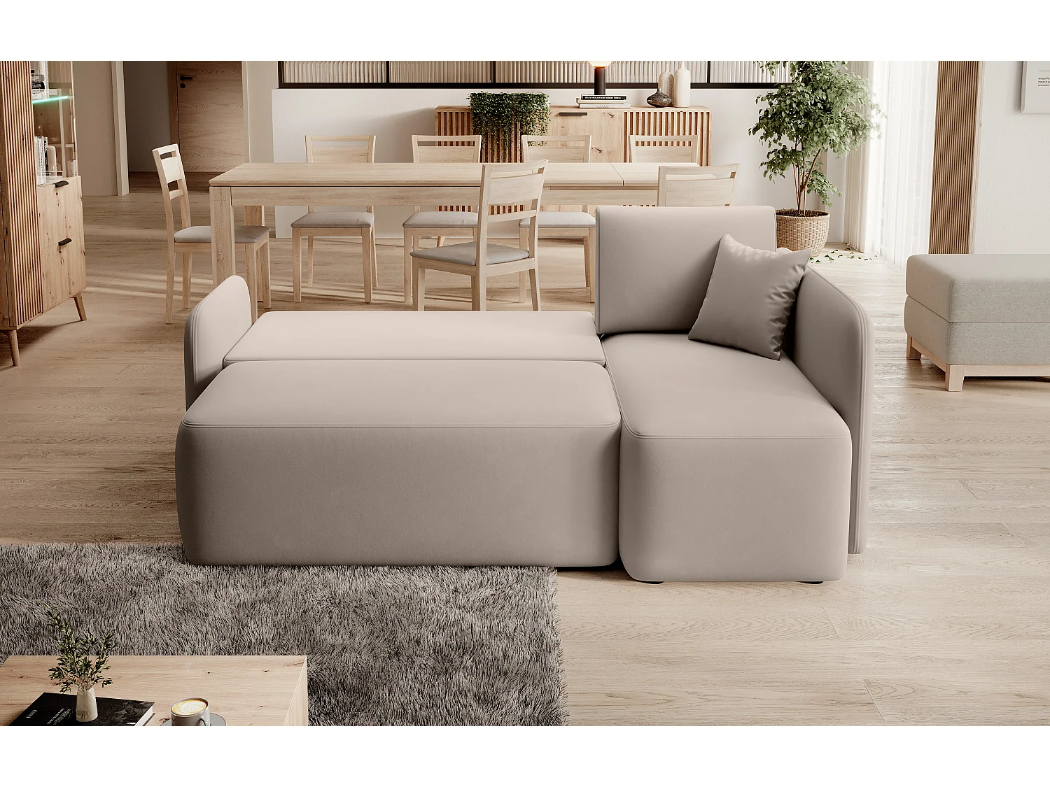 Hoekbank Sergy L/stof-beige