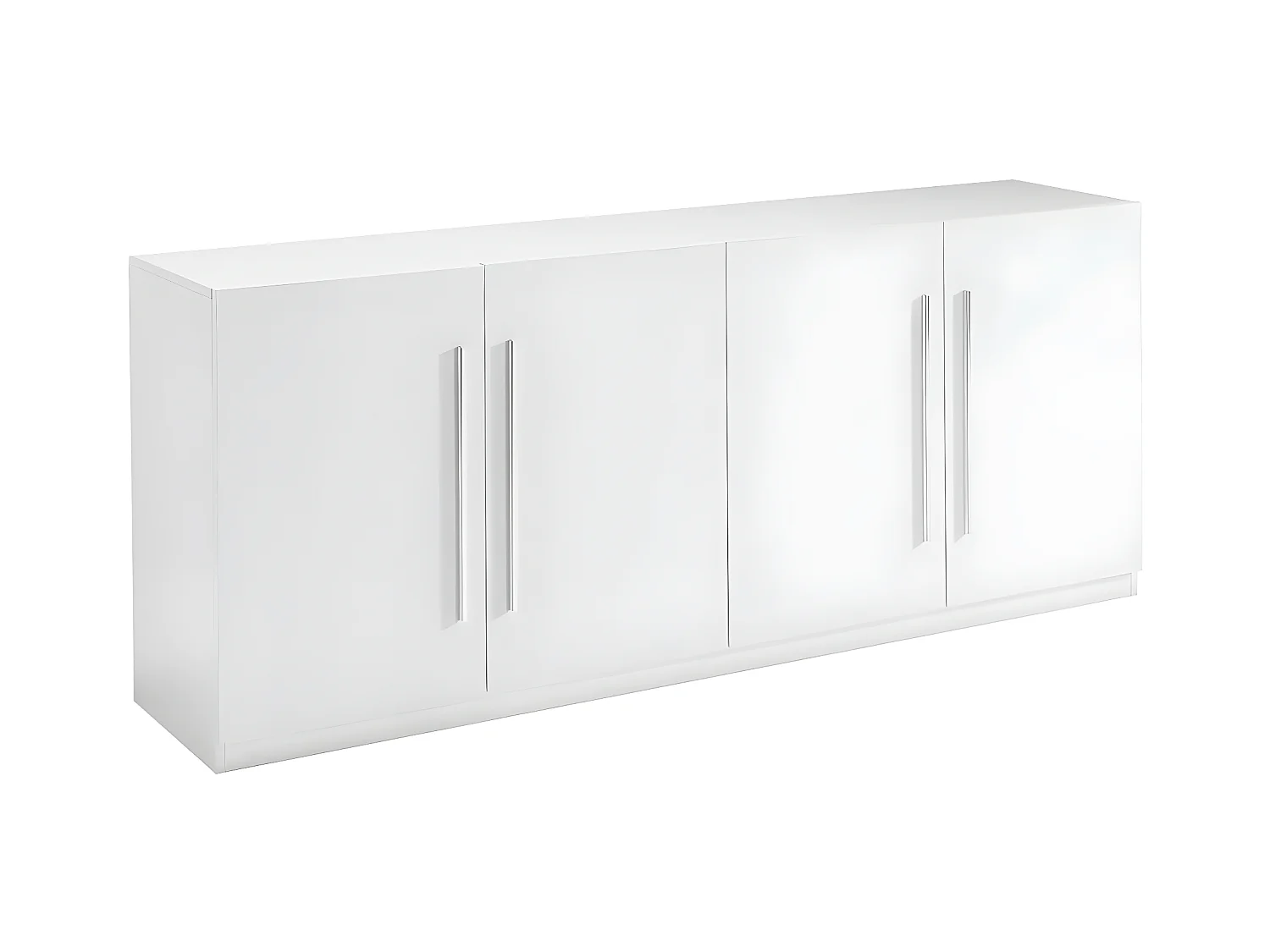 CLARK - Buffet 4 Portes Moderne Laqué Blanc Poignées en Métal