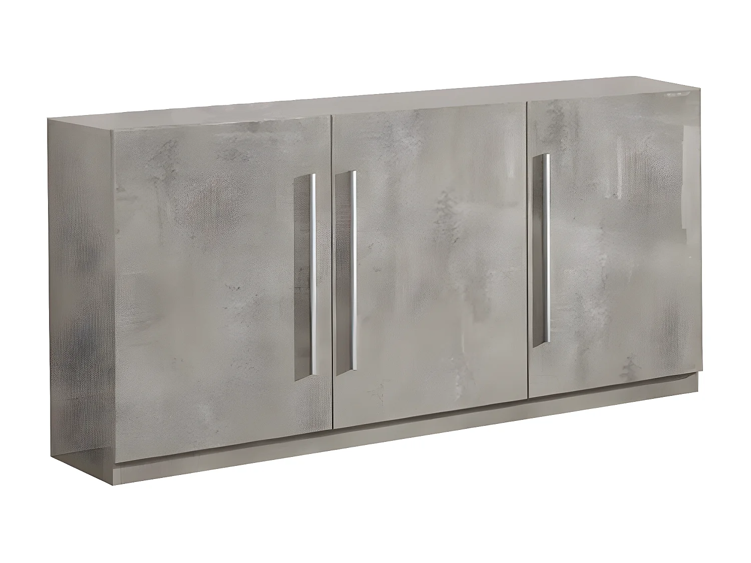 CLARK - Buffet 3 Portes Moderne Laqué Effet Marbre Poignées en Métal