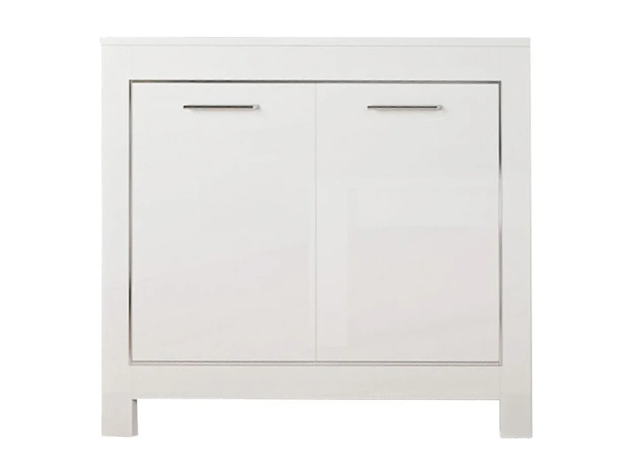 DENAE - Buffet 2 Portes L112cm Laqué Blanc Brillant