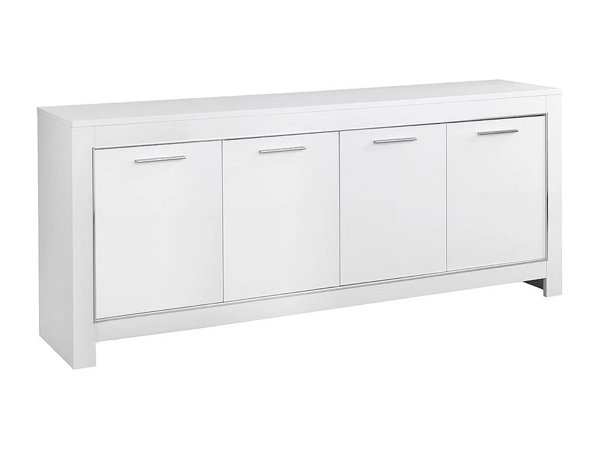 DENAE - Buffet 4 Portes L207cm Laqué Blanc Brillant