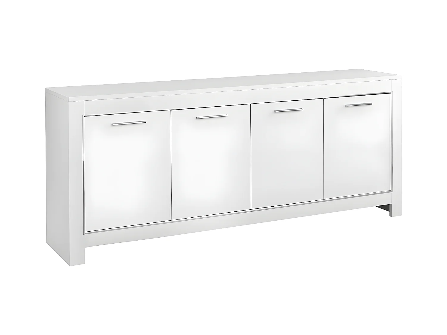 DENAE - Buffet 4 Portes L207cm Laqué Blanc Brillant