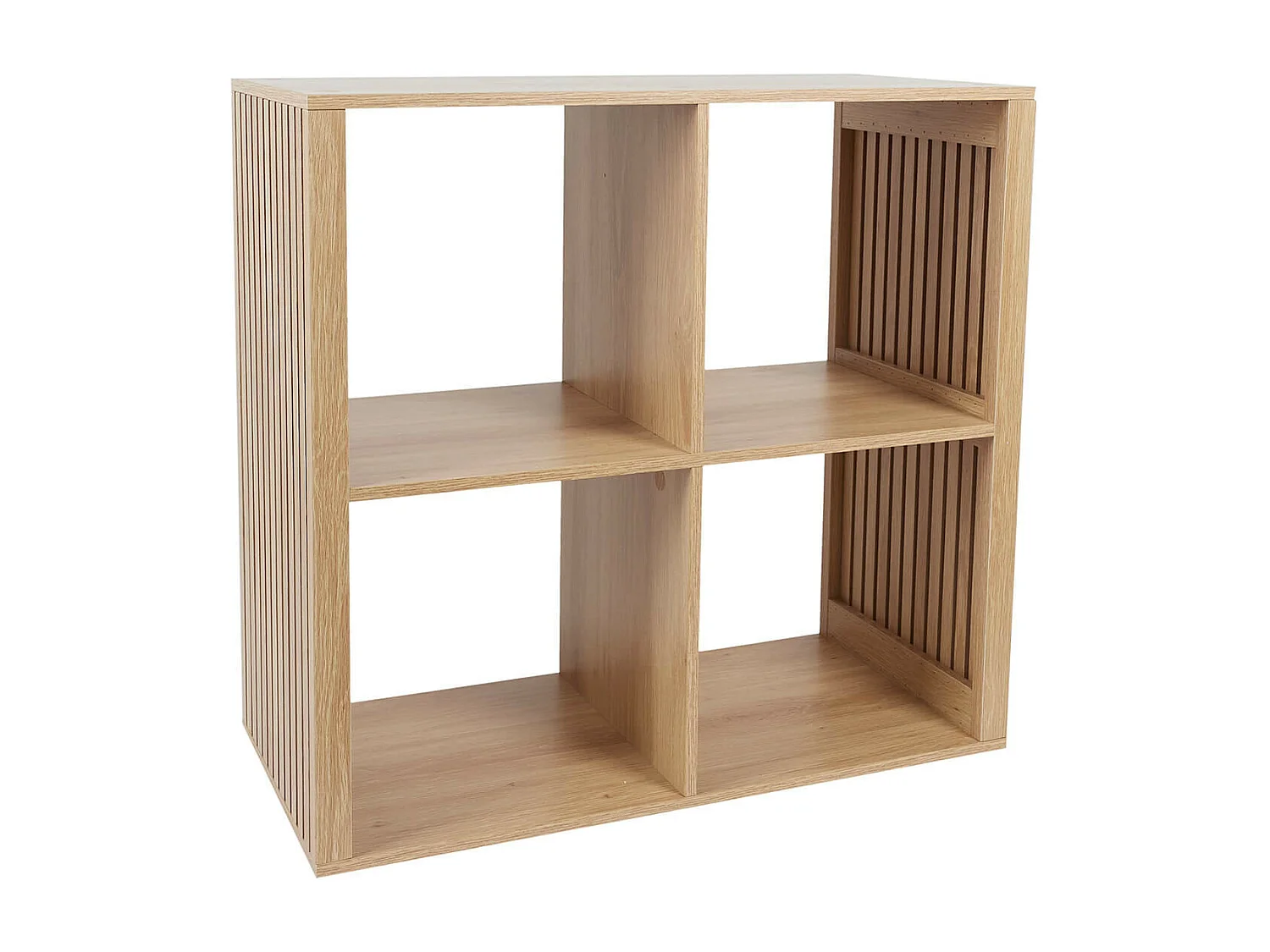 PAJAN - Rangement 4 Cases Effet Bois avec Tasseaux